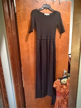 Talbots Black Short-Sleeve Maxi Dress